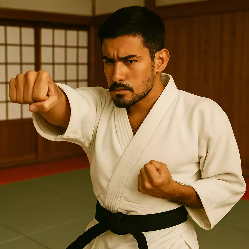 karateka que muestra Disciplina y autocontrol